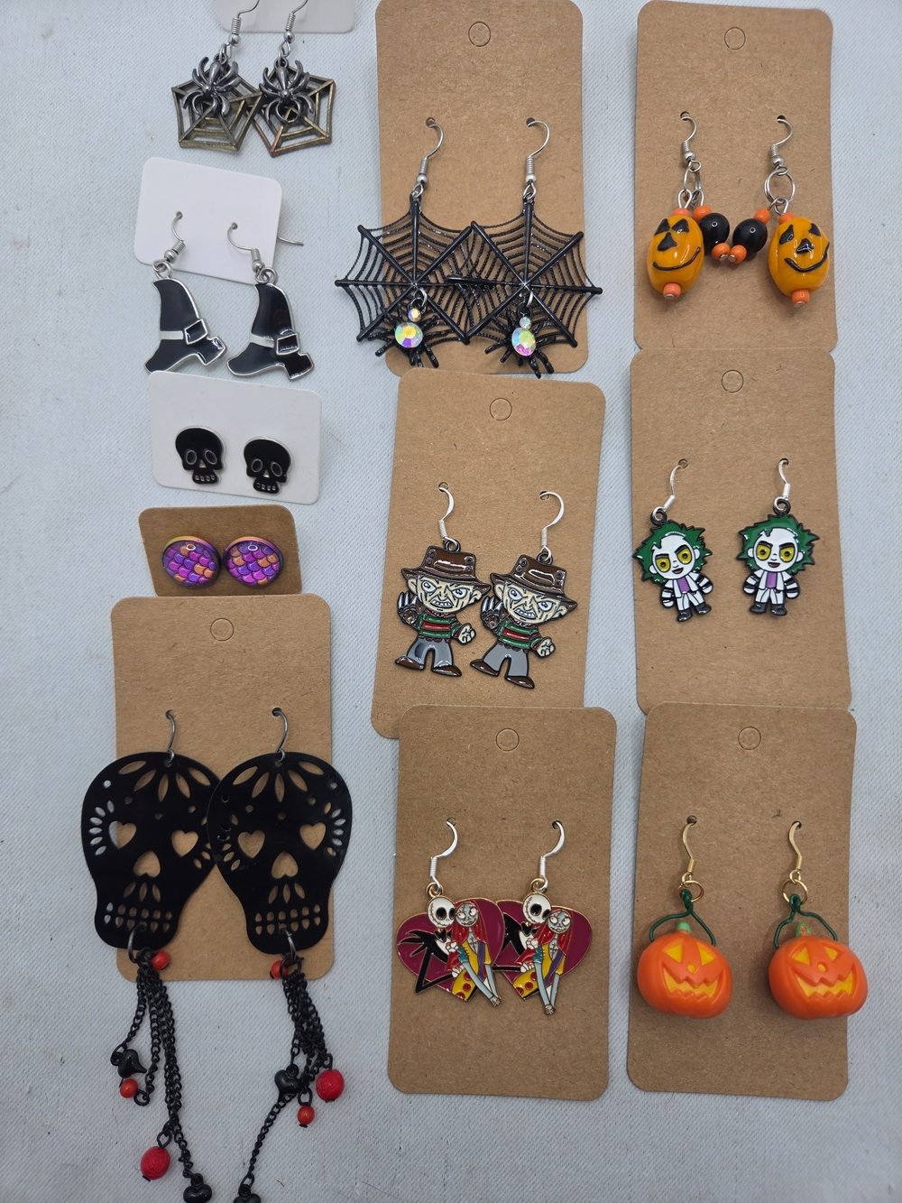 🎃 Spooky Season Halloween & Horror Earring Lot (11 Pairs) 🕷️👻